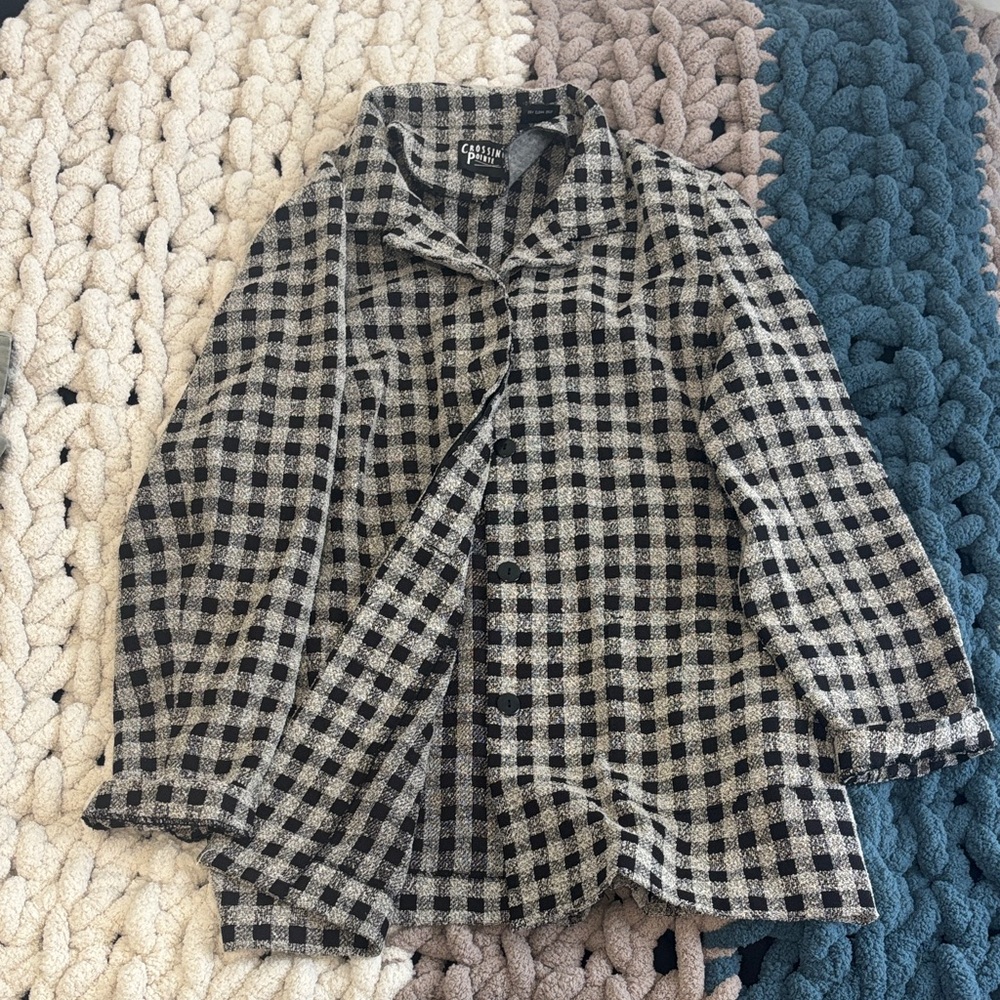 Women's Plaid Jacket in Black and White